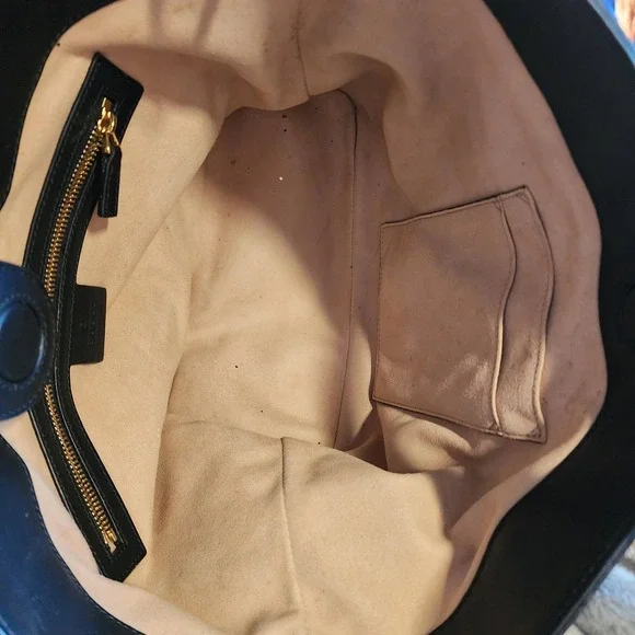 Gucci Bee Supreme Tote GG Monogram Gold Metallic Canvas Black Leather 473887 - Picture 7 of 9